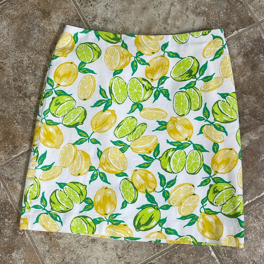 Lemon lime pattern mini skirt size 2